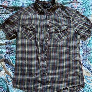 Salt Valley Western Mens Brown Plaid Shirt
